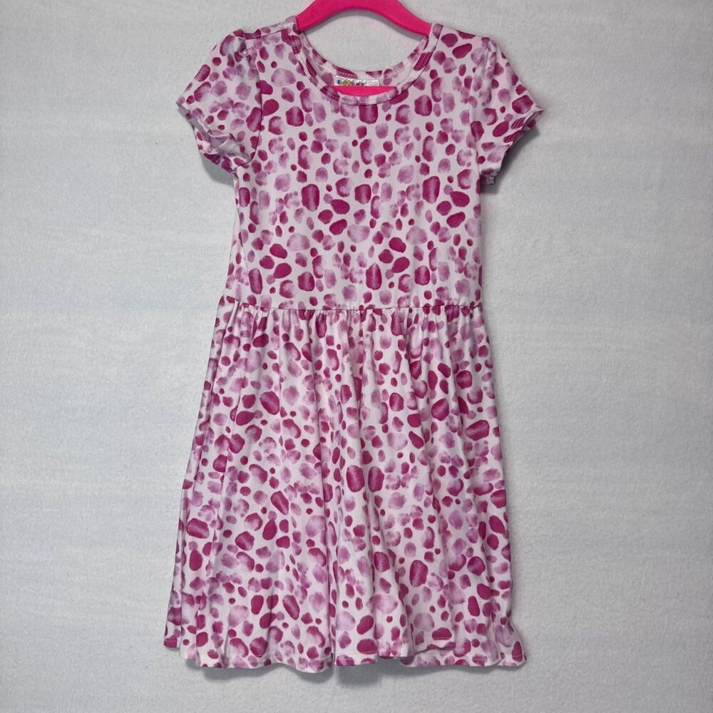 Dotdotsmile Dress Size 3/4 Short Sleeves White with Pink Spots New Without Tags